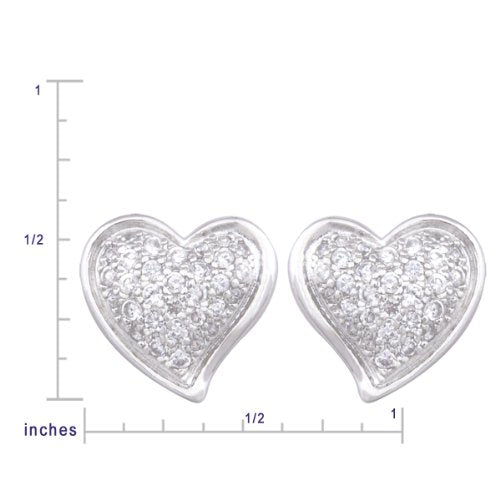 MORGAN & PAIGE 925 Sterling Silver Cubic Zirconia Pave Heart Stud Earrings or Pendant Necklace