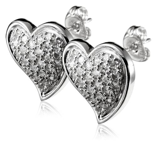 MORGAN & PAIGE 925 Sterling Silver Cubic Zirconia Pave Heart Stud Earrings or Pendant Necklace