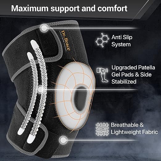 DR. BRACE ELITE Knee Brace with Side Stabilizers & Patella Gel Pads for Maximum Knee Pain Support and fast recovery for men and women-Please Check How To Size Video