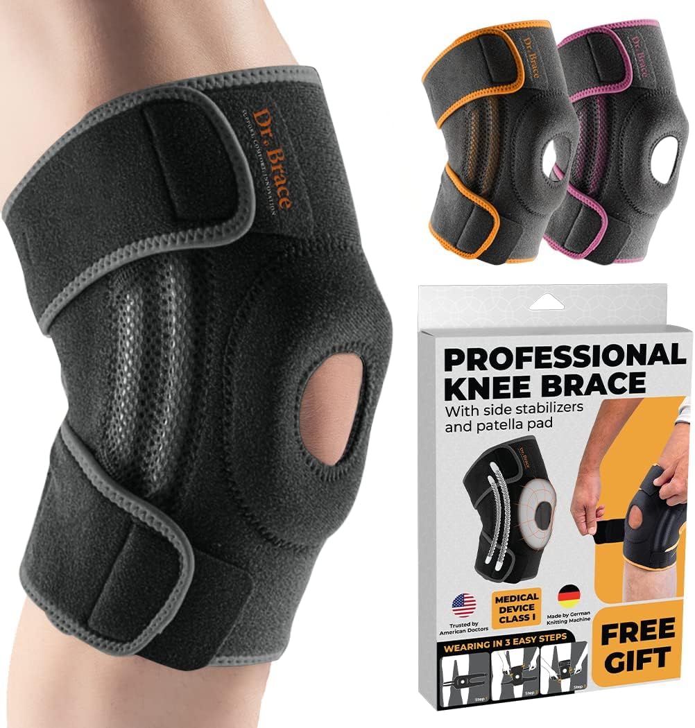 DR. BRACE ELITE Knee Brace with Side Stabilizers & Patella Gel Pads for Maximum Knee Pain Support and fast recovery for men and women-Please Check How To Size Video