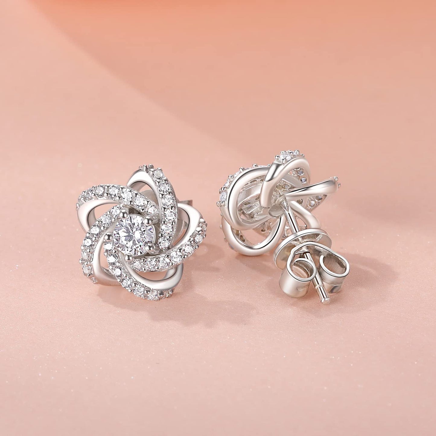 GEORGE · SMITH Earrings for Women, 925 Sterling Silver Flower Stud Earrings Hypoallergenic Silver Earrings, 5A CZ Earrings Christmas Day Gifts for Her-10 * 10mm