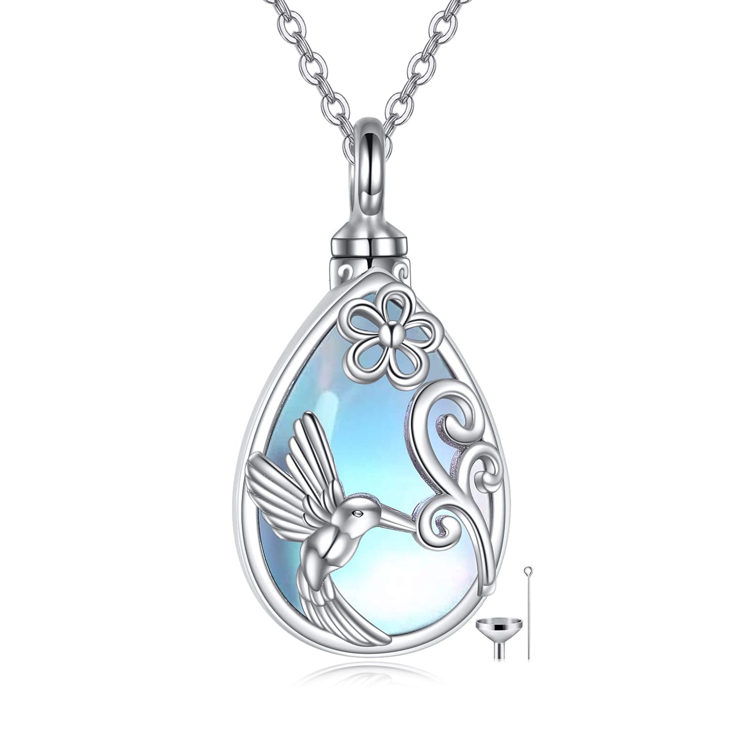 ONEFINITY Cremation Jewelry for Ashes Sterling Silver Hummingbird Memorial Urn Necklace for Ashes Hummingbird Pendant Keepsake Memory Necklace Gifts for Women