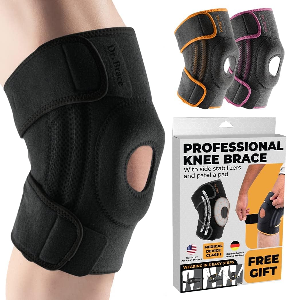 DR. BRACE ELITE Knee Brace with Side Stabilizers & Patella Gel Pads for Maximum Knee Pain Support and fast recovery for men and women-Please Check How To Size Video