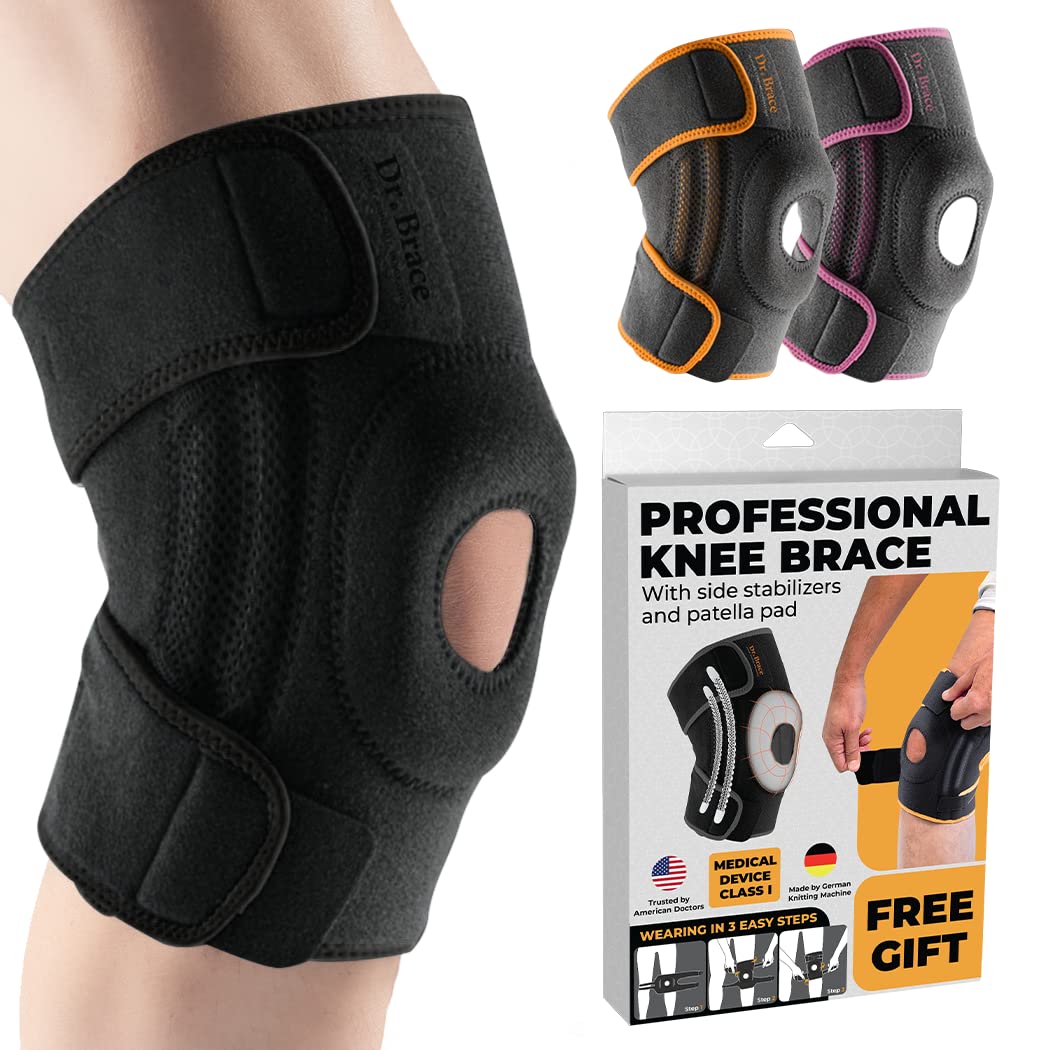 DR. BRACE ELITE Knee Brace with Side Stabilizers & Patella Gel Pads for Maximum Knee Pain Support and fast recovery for men and women-Please Check How To Size Video