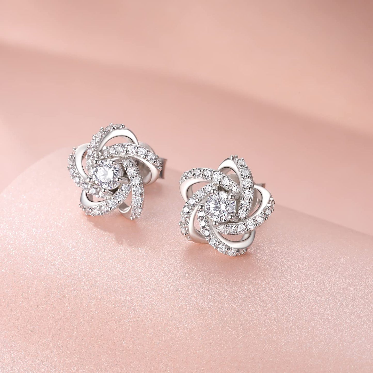 GEORGE · SMITH Earrings for Women, 925 Sterling Silver Flower Stud Earrings Hypoallergenic Silver Earrings, 5A CZ Earrings Christmas Day Gifts for Her-10 * 10mm