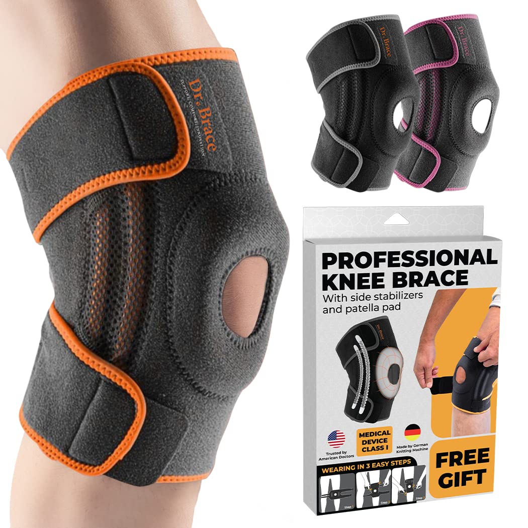 DR. BRACE ELITE Knee Brace with Side Stabilizers & Patella Gel Pads for Maximum Knee Pain Support and fast recovery for men and women-Please Check How To Size Video