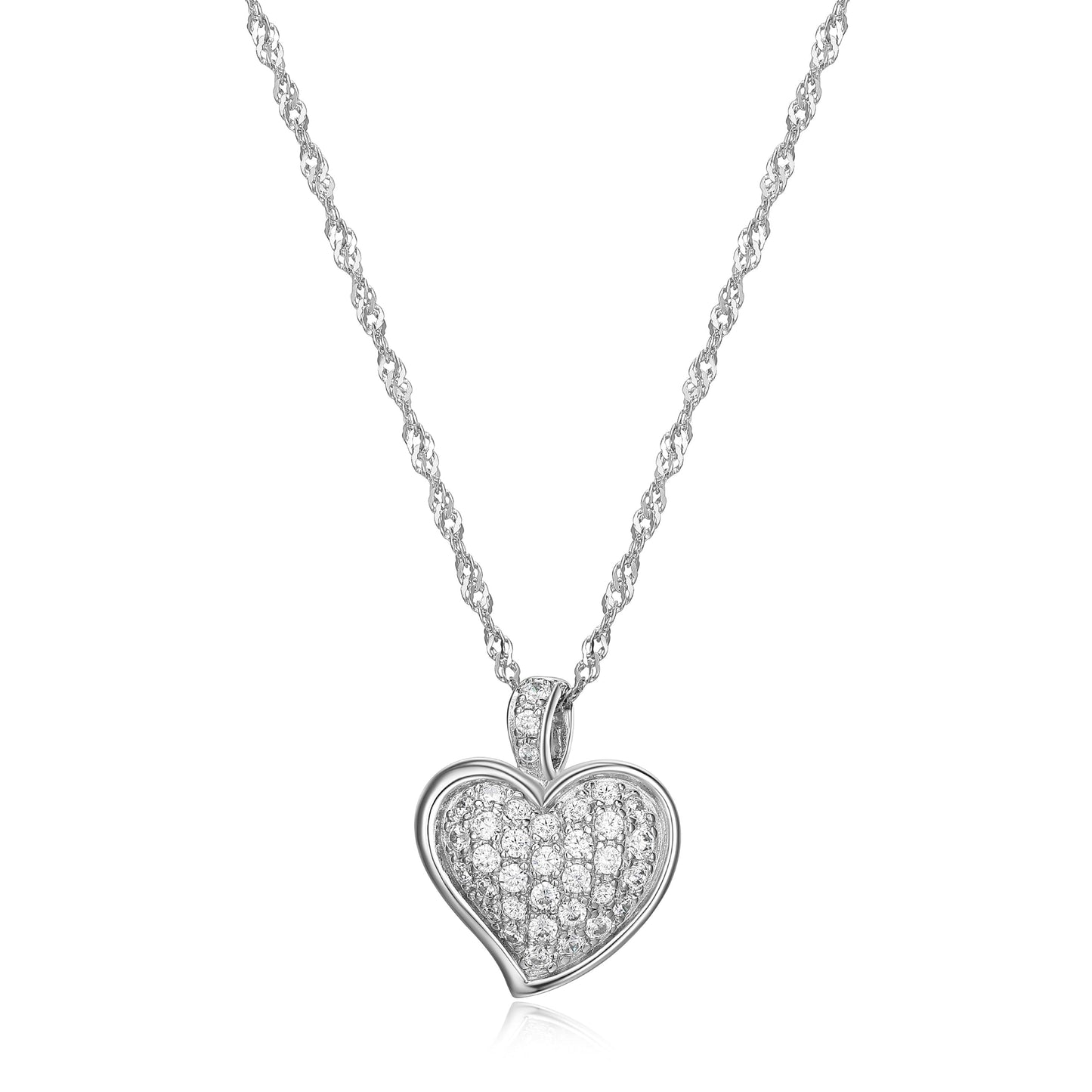 MORGAN & PAIGE 925 Sterling Silver Cubic Zirconia Pave Heart Stud Earrings or Pendant Necklace