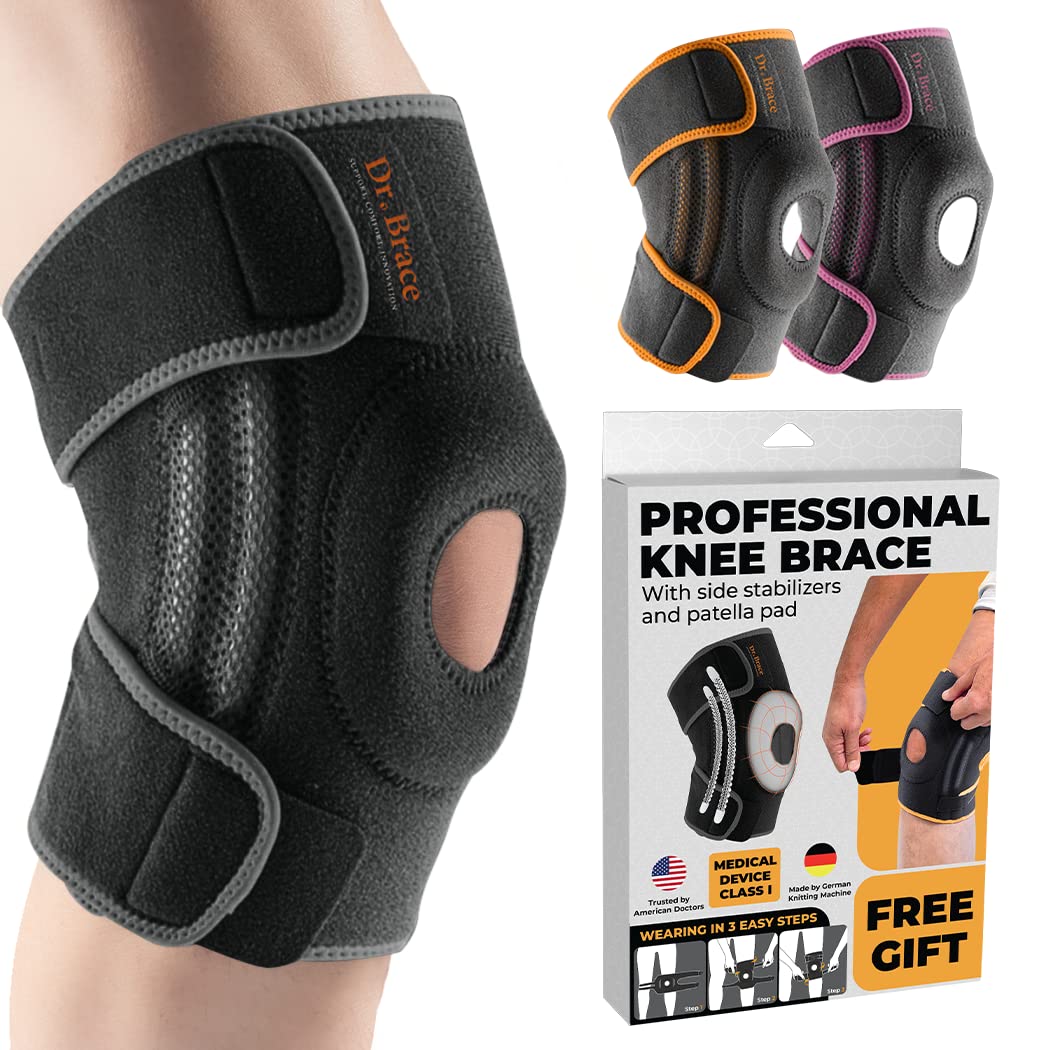 DR. BRACE ELITE Knee Brace with Side Stabilizers & Patella Gel Pads for Maximum Knee Pain Support and fast recovery for men and women-Please Check How To Size Video