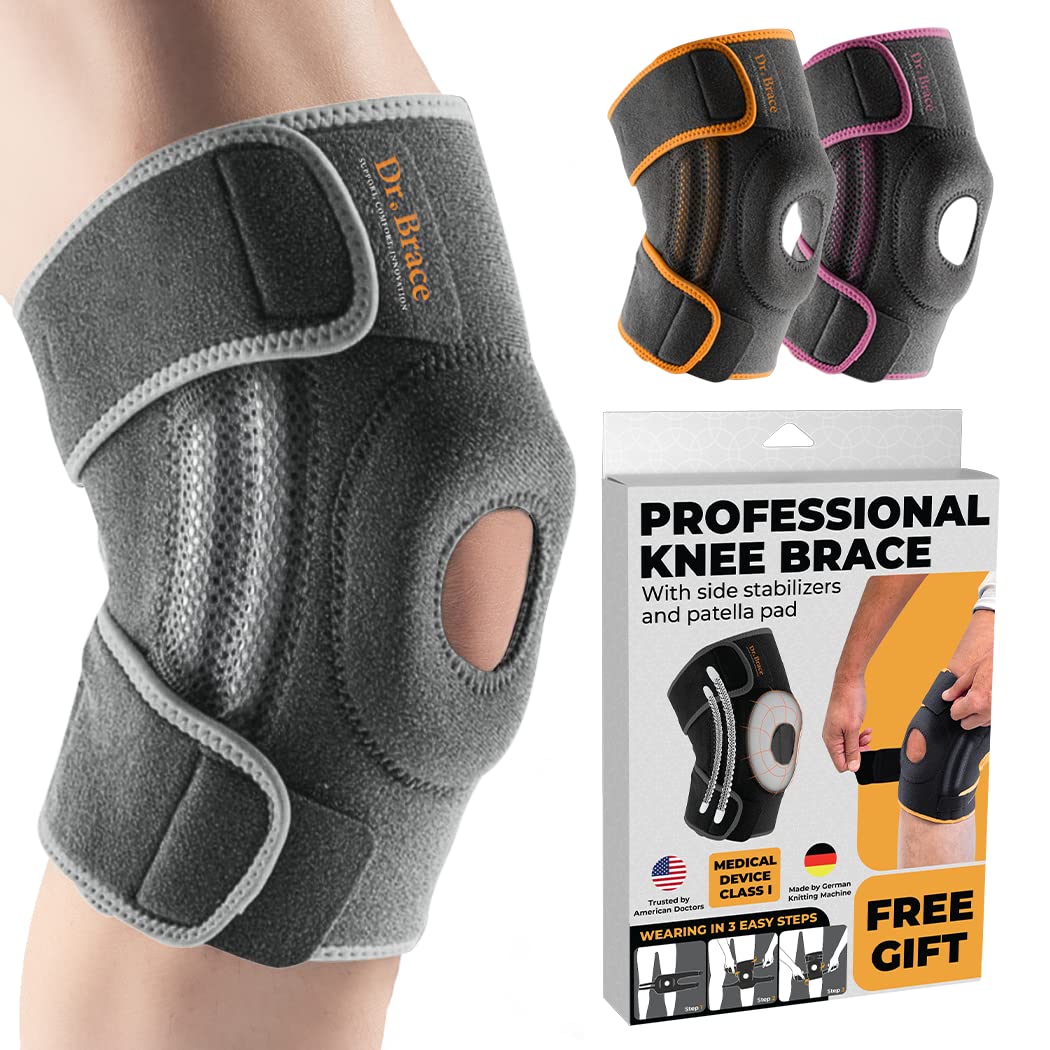 DR. BRACE ELITE Knee Brace with Side Stabilizers & Patella Gel Pads for Maximum Knee Pain Support and fast recovery for men and women-Please Check How To Size Video