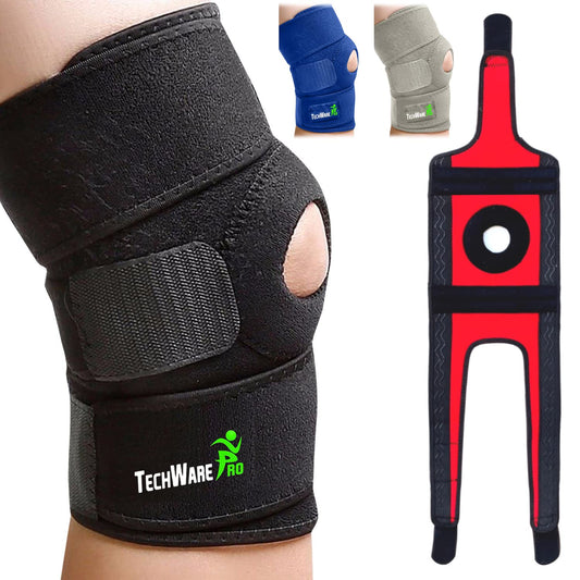 TechWare Pro Knee Brace Support - Knee Braces for Knee Pain. Relieves ACL, LCL, MCL, Meniscus Tear, Arthritis, Tendonitis Pain. Dual Stabilizers Non Slip Neoprene. Adjustable Bi-Directional Straps -5 Sizes