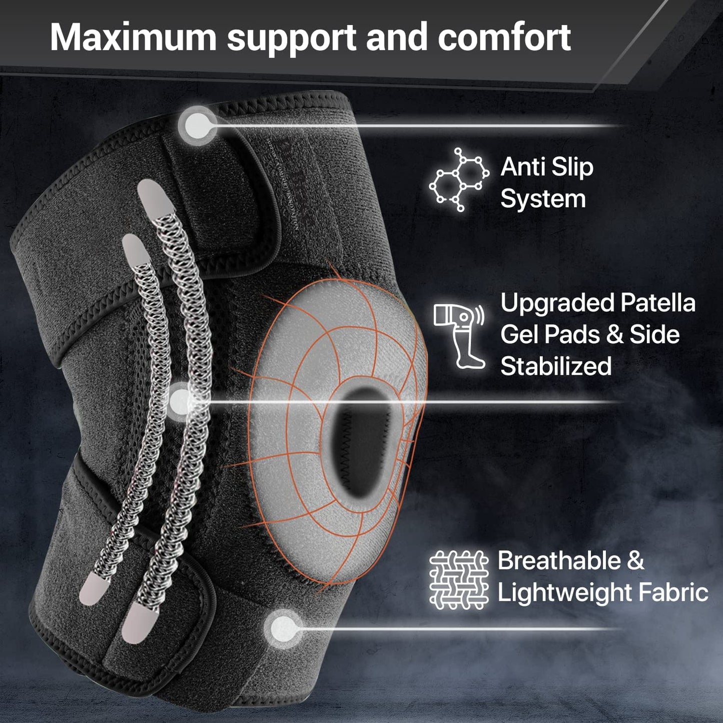 DR. BRACE ELITE Knee Brace with Side Stabilizers & Patella Gel Pads for Maximum Knee Pain Support and fast recovery for men and women-Please Check How To Size Video